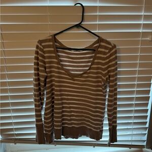 Old Navy Brown Striped Long Sleeve Top